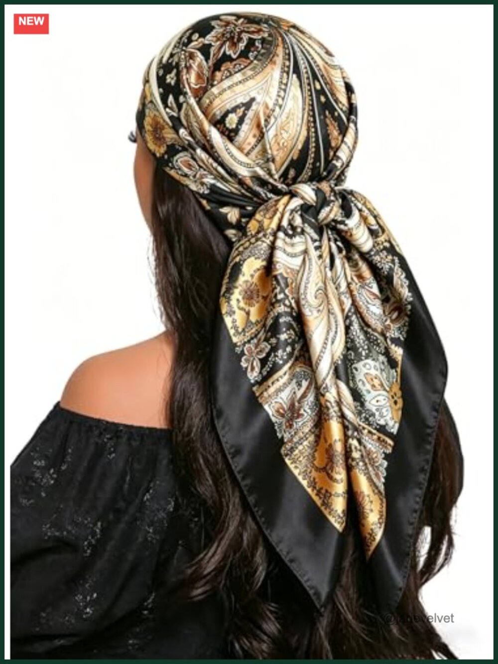Large Floral Head Scarf for Women 35x35 Lightweight Bandana